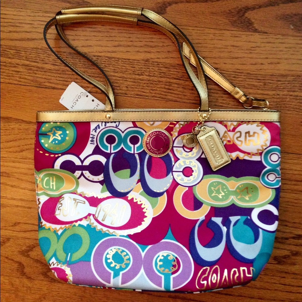 Coach Poppy Pop C Graffiti Glam Tote Purse